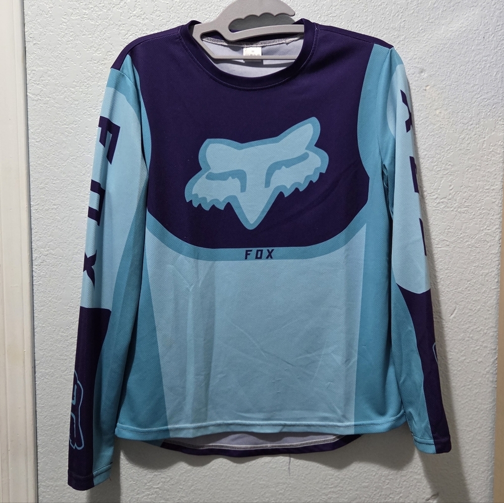 Fox Women's Teal and Purple Long Sleeve Tee